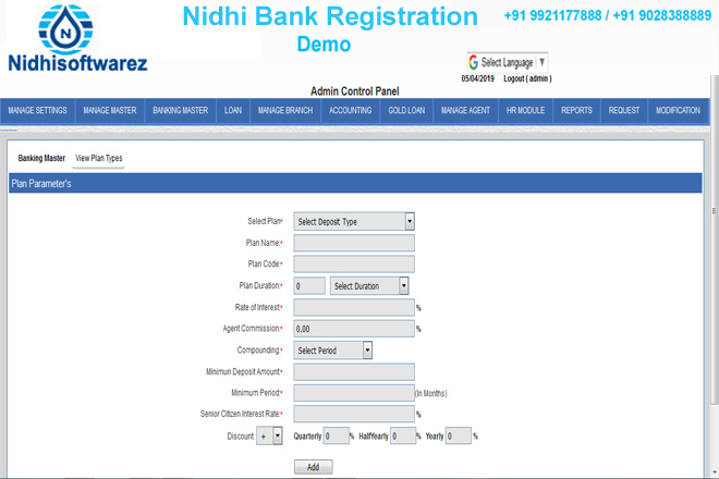 nidhi bank registration
